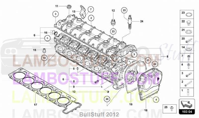 2014 Lamborghini AVENTADOR LP720-4 ROADSTER 50th AUSTRALIA RIGHT CYLINDER HEAD AND COVER (103.04.00)